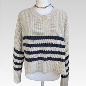 Pink Rose Cream and Black Striped Sweater size L